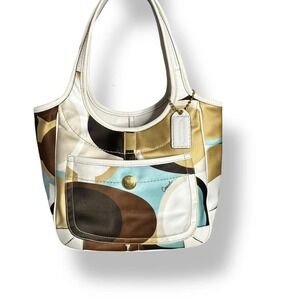 Y2k Coach 2006 Limited Edition Ergo‎ Multi Color Signature Chocolate Scarf  Bag